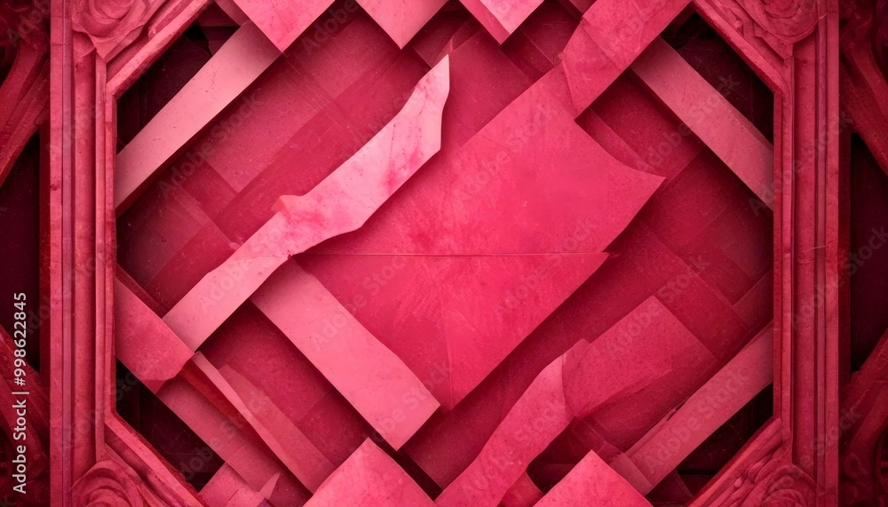 Aufkleber a geometric pattern composed of intersecting red and pink lines and shapes, creating a visually striking and abstract design