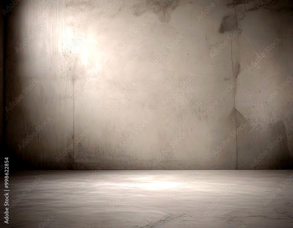 Aufkleber a simple, empty room with a concrete wall and a concrete floor, illuminated by a single light source