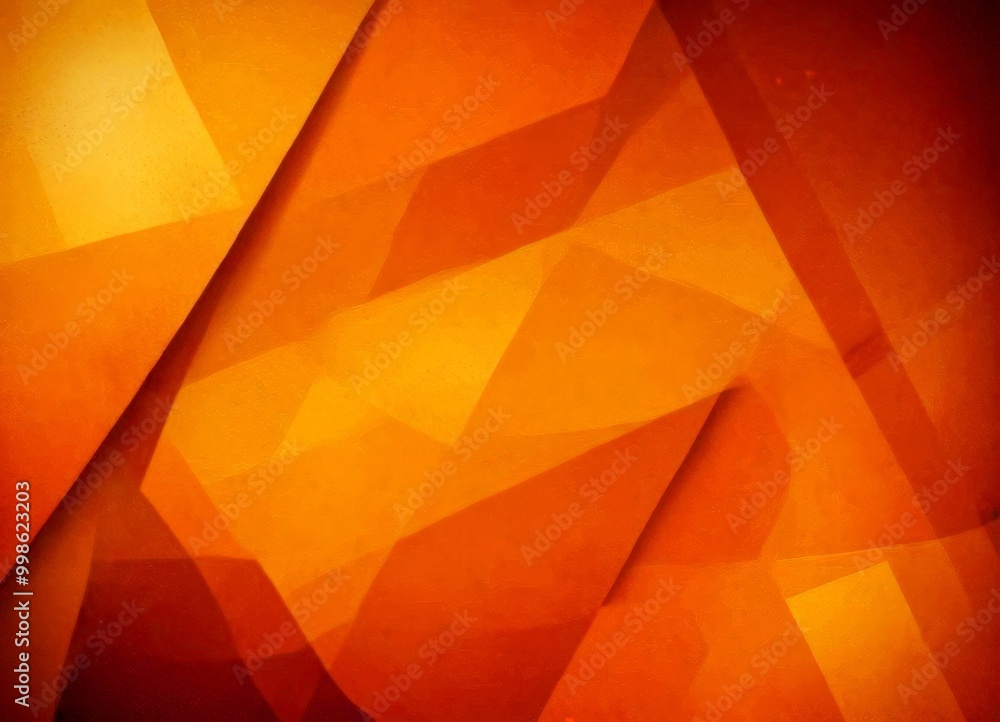 Fototapete a vibrant abstract composition of overlapping geometric shapes in shades of orange and yellow, creating a dynamic and visually striking pattern