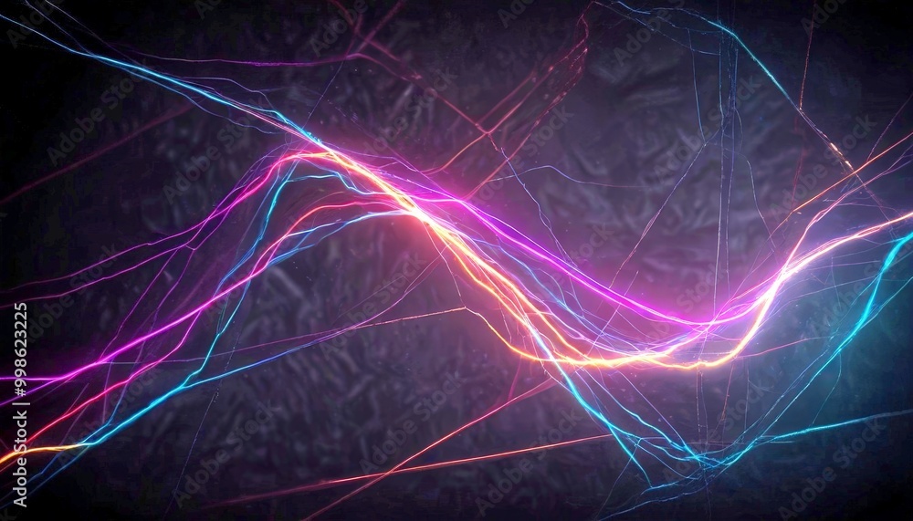 Aufkleber a dark background with a vibrant display of multicolored lines and curves, creating a dynamic and visually striking abstract pattern