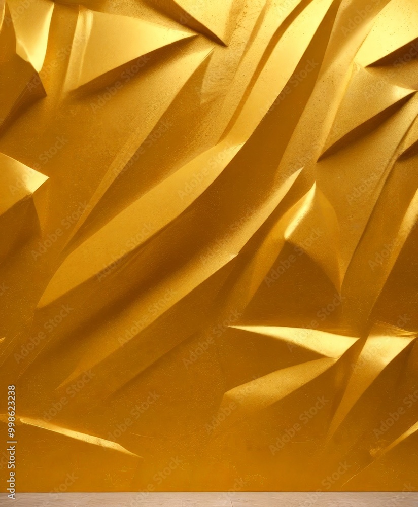 Aufkleber a close-up view textured golden surface, with a pattern of intersecting lines and angles creating a dynamic and visually striking effect