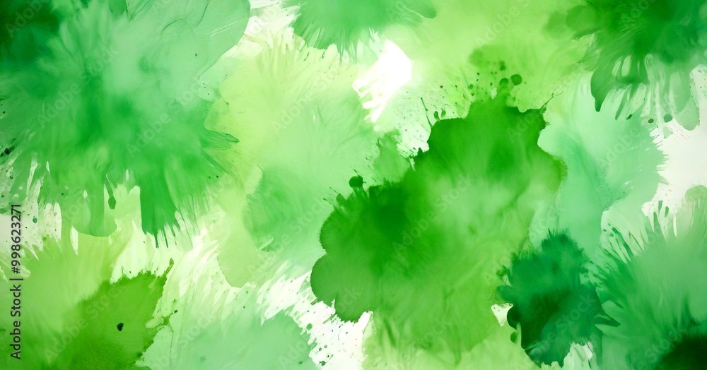 Poster a vibrant abstract background with a mix of green and white colors, resembling a watercolor painting