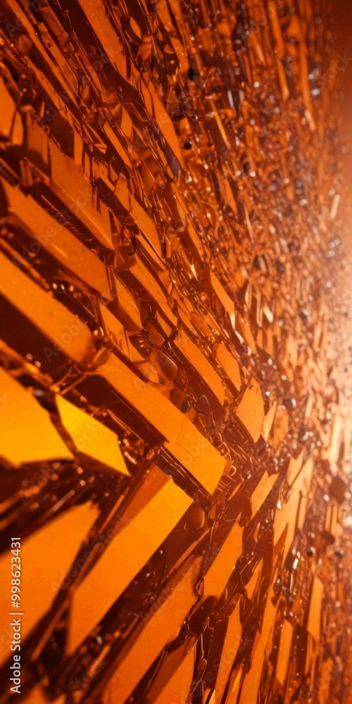 Poster a close-up view textured, orange-colored surface composed of numerous small, irregularly shaped piec
