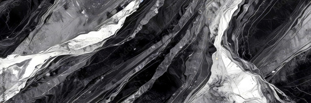 Poster a close-up view marble surface with a striking black and white marble pattern the marble exhibits a 