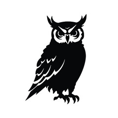 Monochromatic Silhouette of  owl logo vector illustration