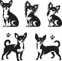 Flat design chihuahua silhouette set
