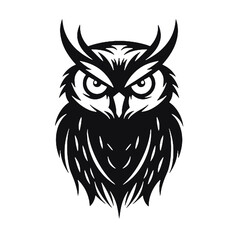 Monochromatic Silhouette of  owl logo vector illustration