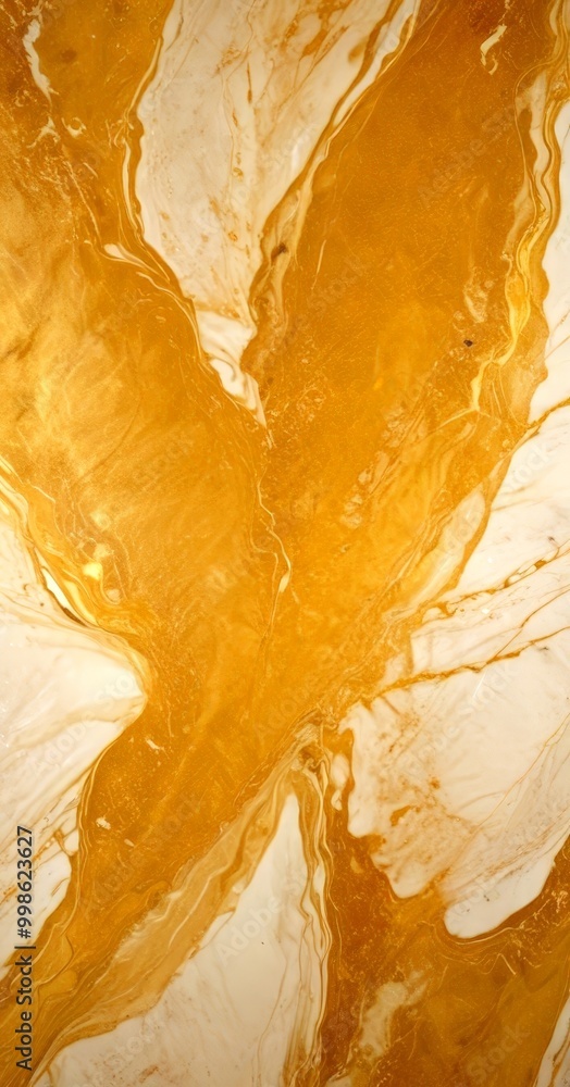 Poster a close-up view marble surface with a swirling pattern of light and dark brown hues, creating a sense of movement and depth