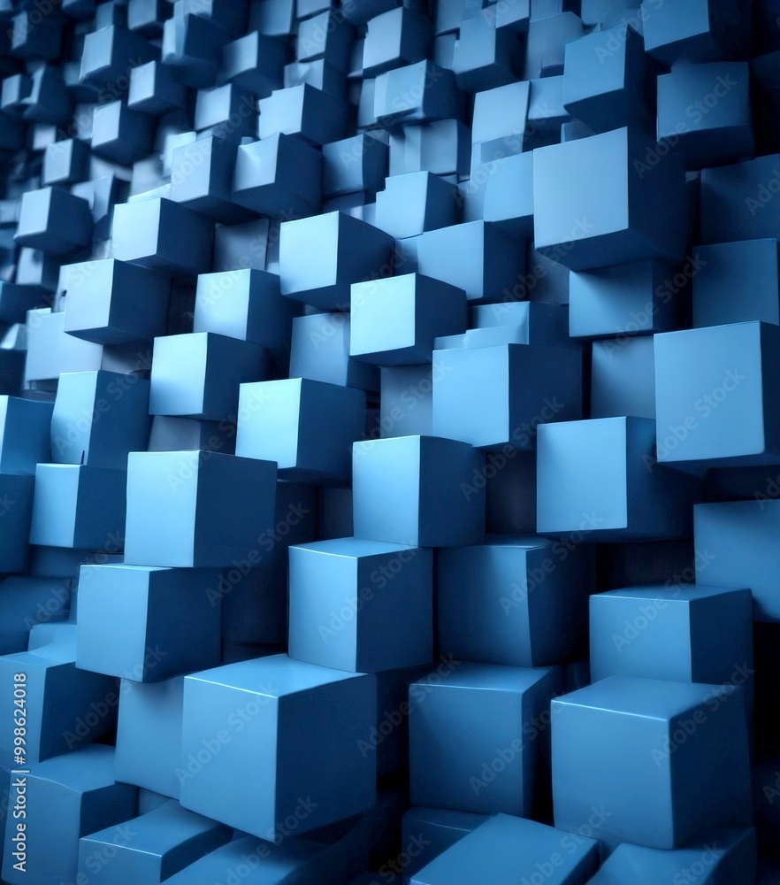 Poster A wall composed of numerous gray cubes, creating a visually striking and abstract pattern