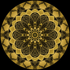 Mehndi Henna Drawing Circular Mandala pattern for tattoo, decoration premium product poster or painting. Decorative ornament in ethnic oriental style. Outline doodle hand draw illustration