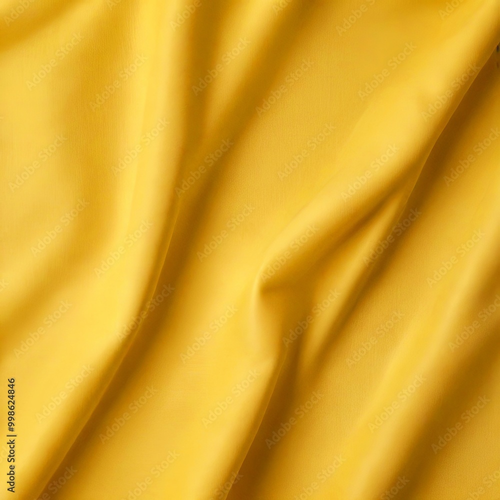 Poster a close-up view yellow fabric, with the fabric appearing to be made shiny, silky material the fabric
