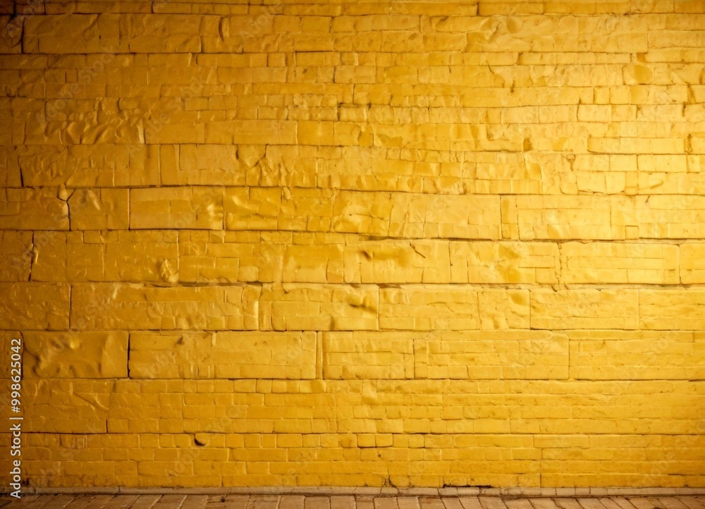 Poster A textured yellow brick wall with visible cracks and unevenness, creating a rough and aged appearance