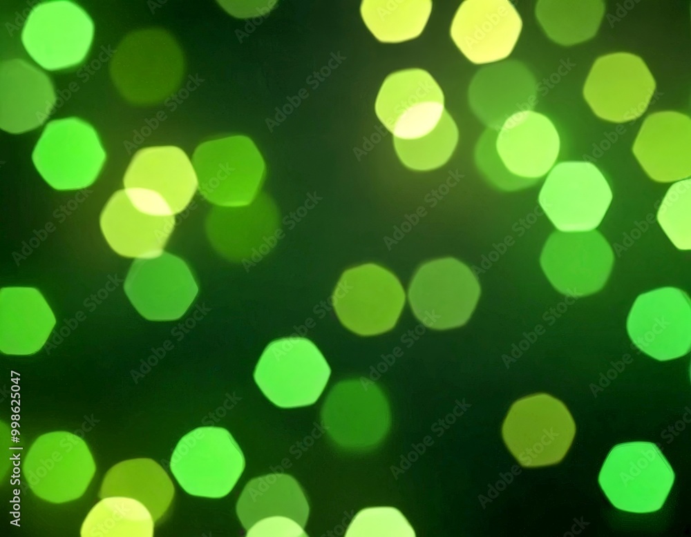 Aufkleber A background of blurred green and yellow hexagonal lights, creating a bokeh effect
