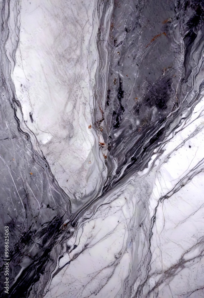 Poster a close-up view marble surface with a swirling pattern of gray and white marble