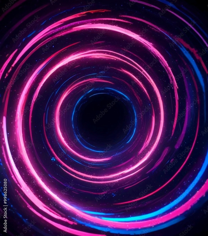 Aufkleber a spiral pattern of glowing pink and blue lines, creating a mesmerizing and dynamic visual effect The central focus is a black circle, surrounded by the swirling lines,