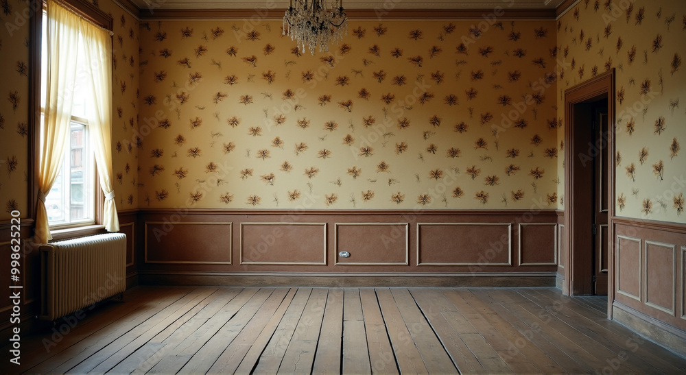 Wall mural room with wooden floor