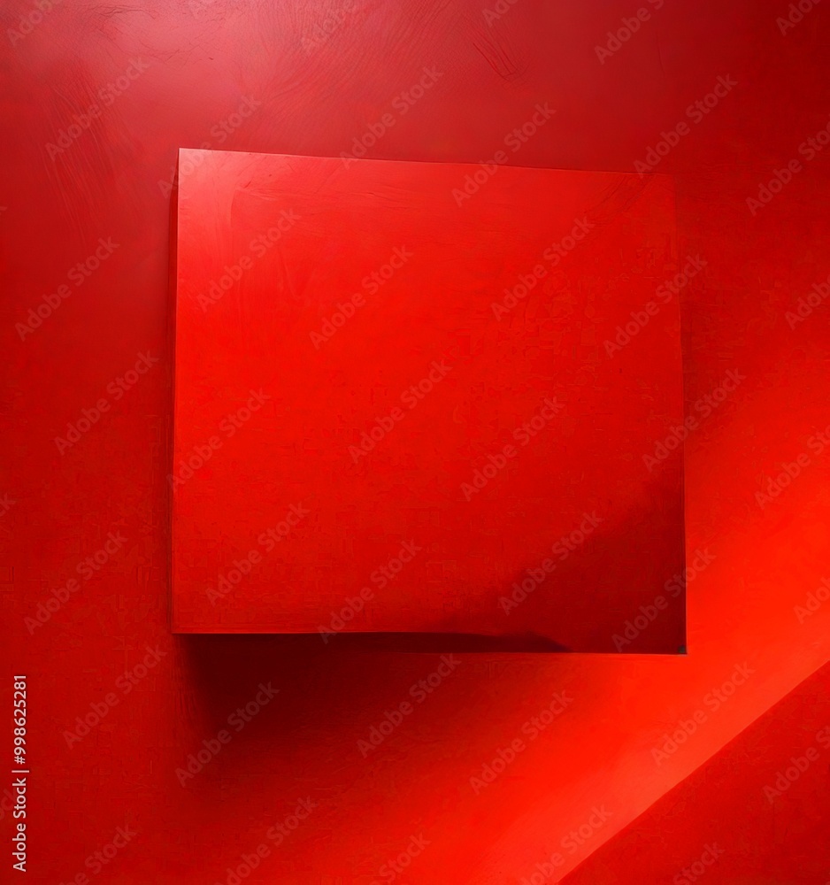 Poster a red rectangular object against a red background, with a subtle shadow effect