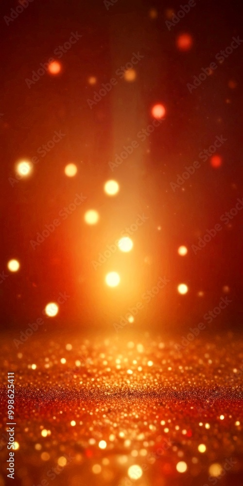 Poster a dark background with a multitude of small, glowing circles scattered across it, creating a sense of depth and dimension The circles vary in size and color, with some