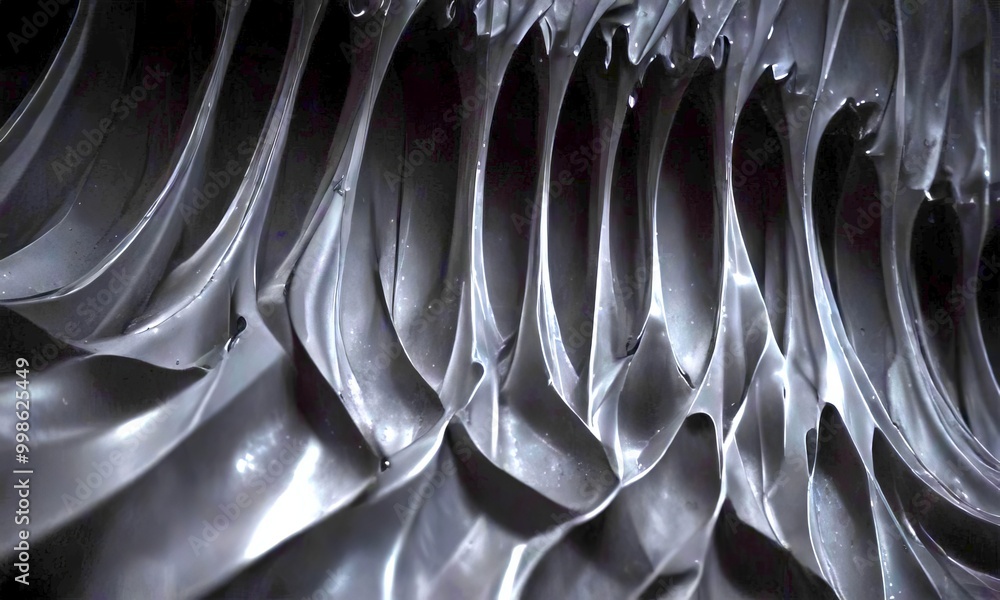 Aufkleber a close-up view dark, textured surface with a repeating pattern of curved lines and ridges, creating a sense of depth and complexity