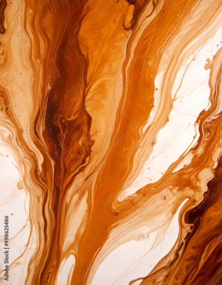 Aufkleber a close-up view textured surface with a swirling pattern of brown and white colors, resembling the a
