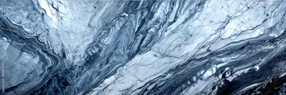 Fototapete a close-up view marble surface with a swirling pattern of gray and white marble, creating a sense of movement and depth
