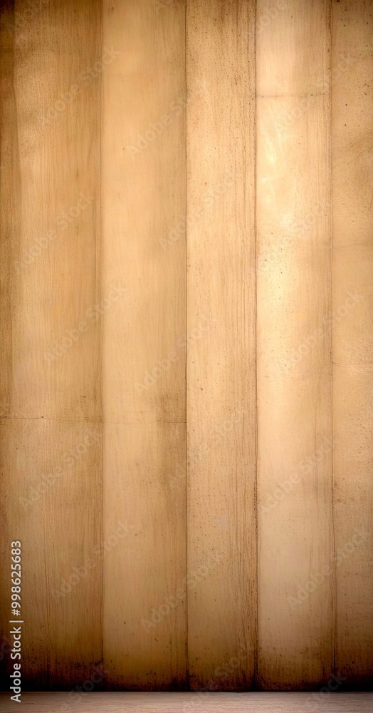 Poster a textured wall with vertical wooden panels, creating a warm, rustic appearance