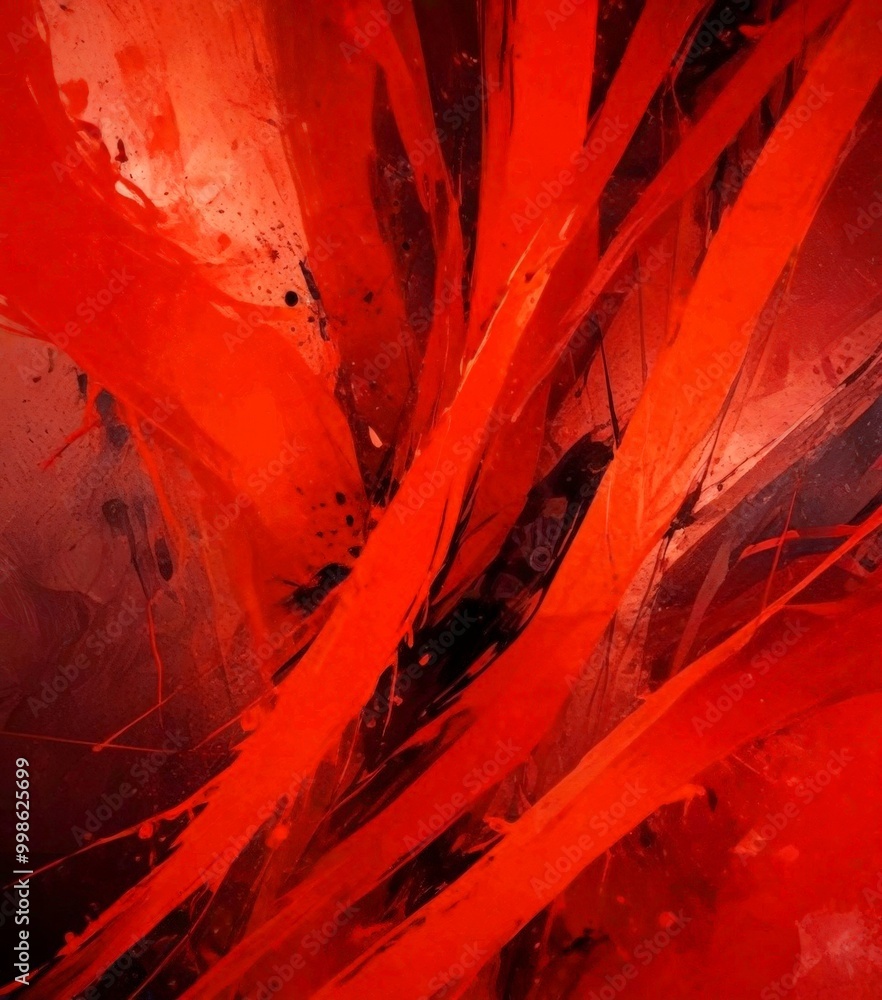 Leinwandbilder an abstract digital artwork featuring bold, intersecting lines in shades of red and black, creating a dynamic and energetic composition