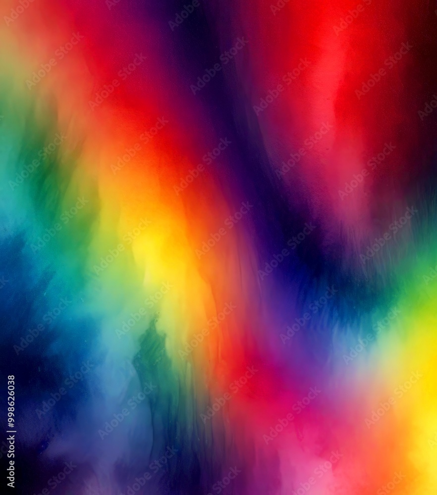 Poster a vibrant abstract background with a gradient of colors, transitioning from red at the top to blue at the bottom, with hints of green and yellow in the middle
