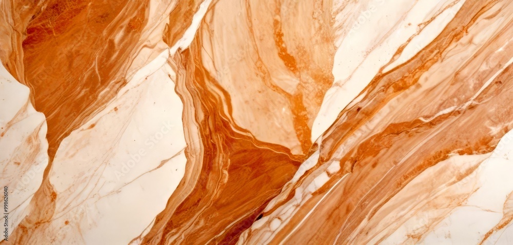 Poster a close-up view marble surface with a marbled pattern of light and dark brown hues