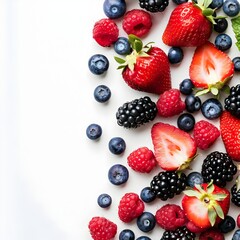 Fototapeta premium Vibrant Assortment of Fresh Berries on a White Background