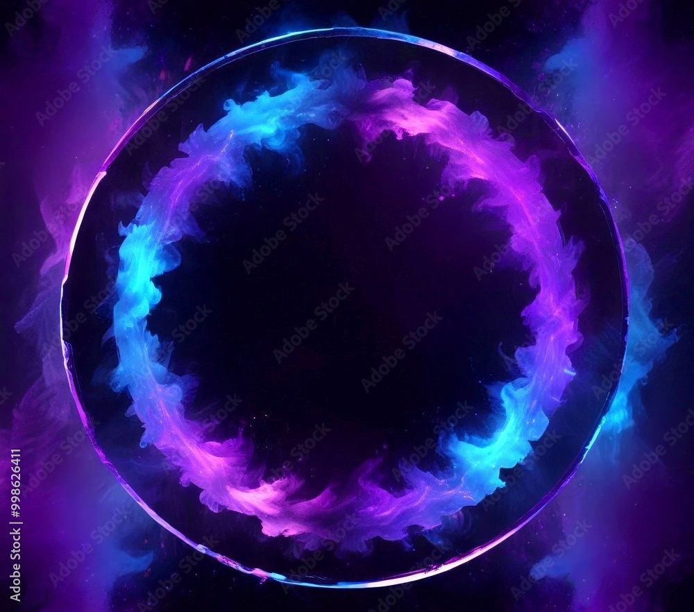 Aufkleber a circular frame with a dark background and swirling, colorful smoke or vapor emanating from the center, creating a dynamic and ethereal visual effect