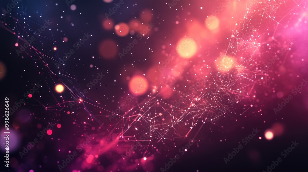 Poster abstract innovation background featuring bright interconnected lines and dots, representing futurist