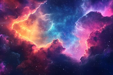 Fototapeta premium beautiful nebula with a lot of glowing stars in galaxy in the space