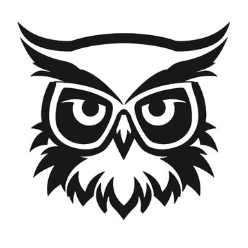 recommend clip art:  Owl wear glasses silhouette vector illustration
                    
