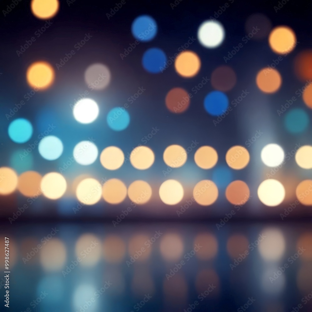 Poster A blurred stage with colorful lights, creating a bokeh effect