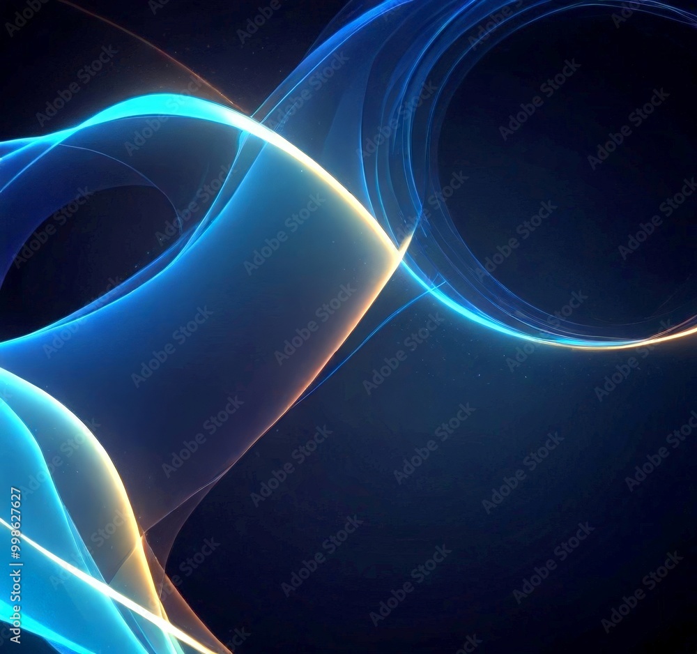 Aufkleber abstract, swirling patterns of blue and orange hues against a dark background, creating a sense of m