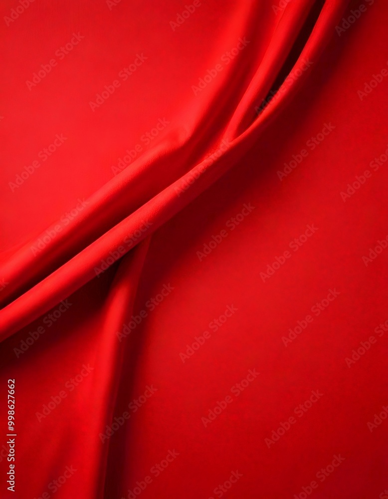 Poster a close-up view red fabric, with the fabric appearing to be made shiny, silky material The fabric is folded and crumpled, creating a sense of movement and texture