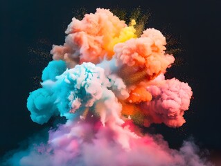 Fototapeta premium Colorful Toxic Smoke Explosion from Chemical Detonation Releasing Fumes into the Air