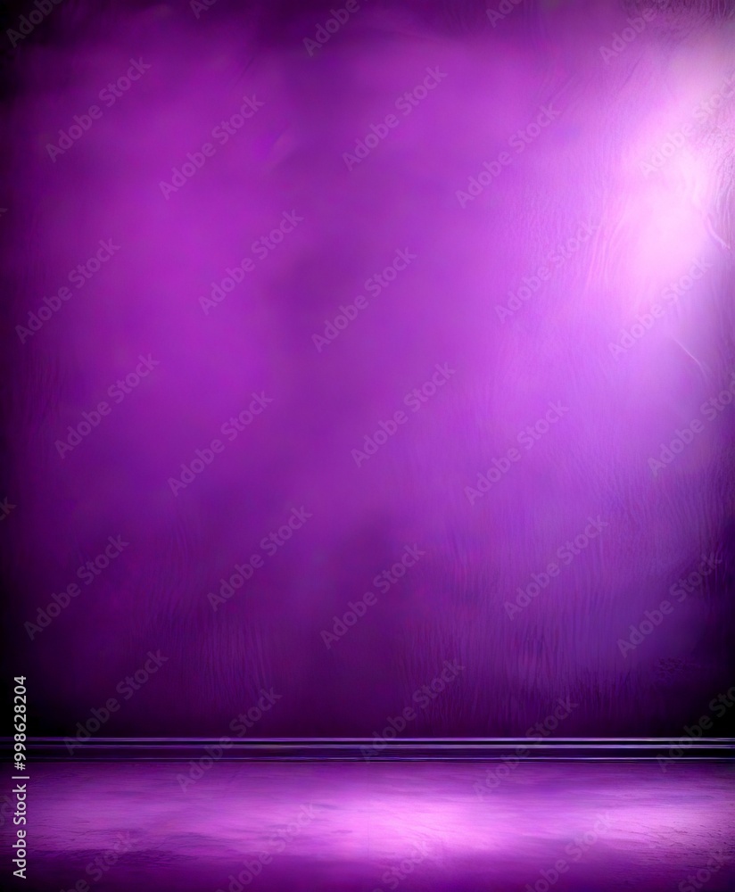 Poster a dark purple wall with a single spotlight shining on it, creating a dramatic and moody atmosphere