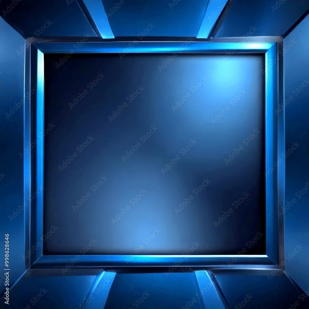Poster a dark blue, abstract background with a blue frame, creating a minimalist and modern aesthetic