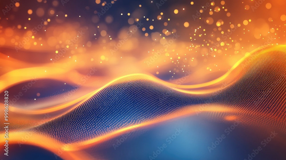 Poster dynamic abstract business background with smooth gradient waves, geometric shapes, and glowing effec