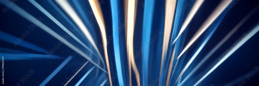 Poster a close-up view blue and white abstract pattern composed of intersecting lines and rays, creating a sense of depth and movement