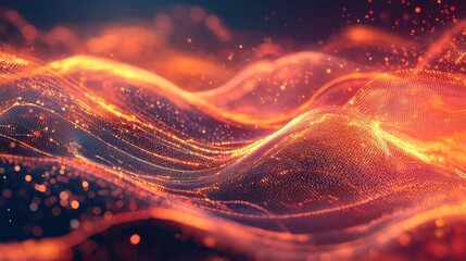 Stunning abstract technology computer background featuring smooth digital waves, glowing particles, and vibrant circuit lines for a tech-inspired design