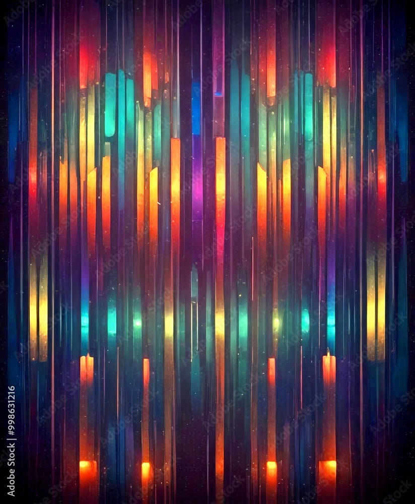 Leinwandbilder a vibrant abstract composition of vertical lines in various colors, creating a dynamic and visually striking pattern