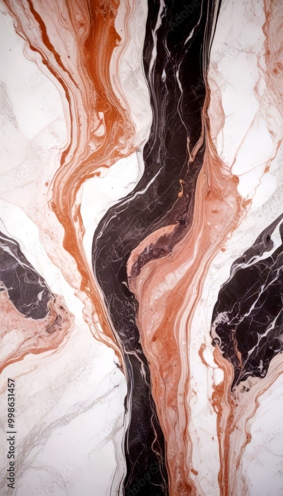 Poster a marble surface with a striking abstract pattern of swirling lines and swirls in shades of brown, b