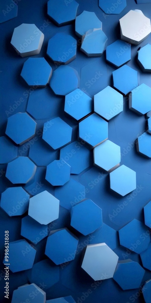 Aufkleber a repeating pattern of blue hexagonal shapes, varying in size and orientation, creating a visually striking and geometric composition