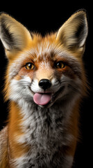 Obraz premium playful red fox, looking directly at the camera with its tongue sticking out