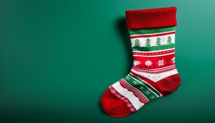 Close-up photo of Christmas socks with a plain color background