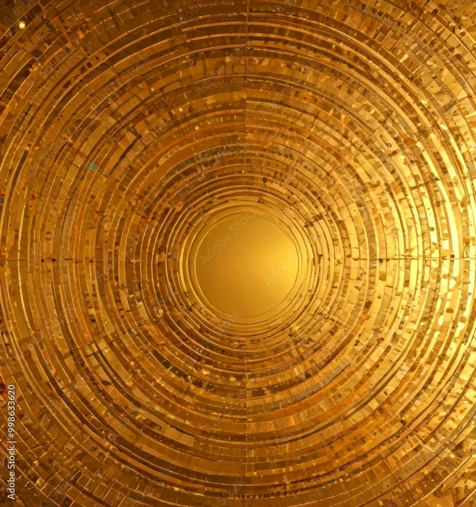 Leinwandbilder a circular pattern of golden circles, with a central golden circle surrounded by concentric circles of varying sizes, creating a visually striking and intricate design
