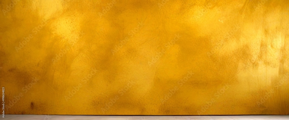 Poster a textured wall painted in a warm yellow color, with a subtle pattern of small lines and spots